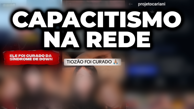 Protesto contra o capacitismo: pessoas segurando cartazes com frases de inclusão.