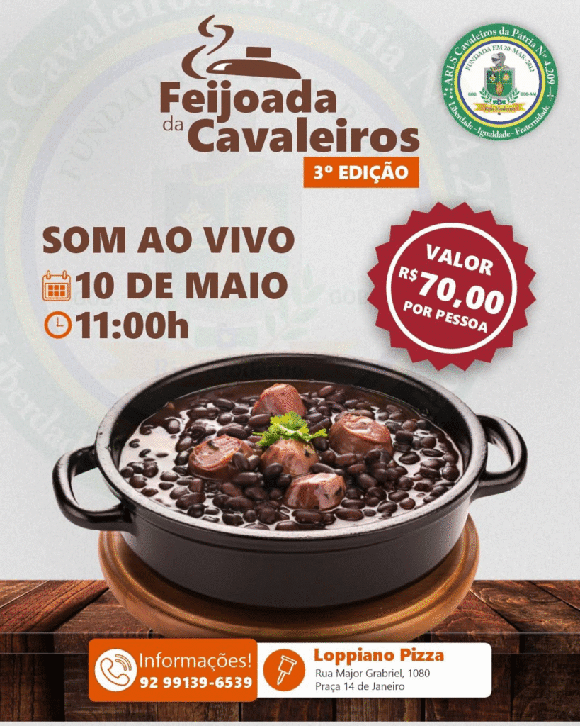 Feijoadada da Cavaleiros: Sabor, Música e Fraternidade em um Evento para Toda Sociedade 1 Feijoadada da Cavaleiros: Sabor, Música e Fraternidade em um Evento para Toda Sociedade Feijoada Cavaleiros da Pátria