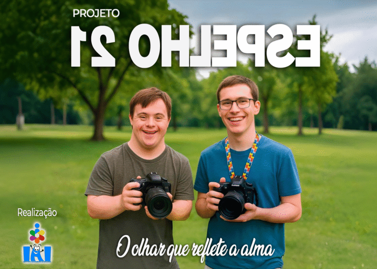 Jovens com deficiência intelectual fotografando no projeto Espelho 21, em Manaus
